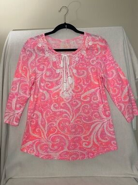 Lilly Pulitzer Holly Top Blouse In Pink Pout,  Small